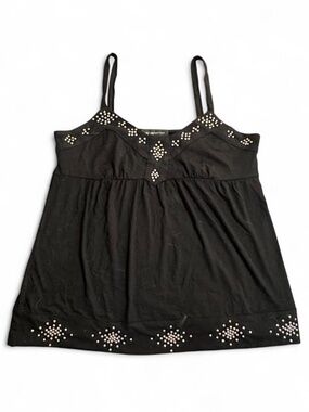 INC Black Studded Y2K Babydoll Cami Top Size Medium